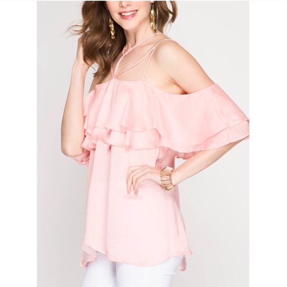Tops - 💖HOST PICKx2 Ruffle sleeve off shoulder satin top